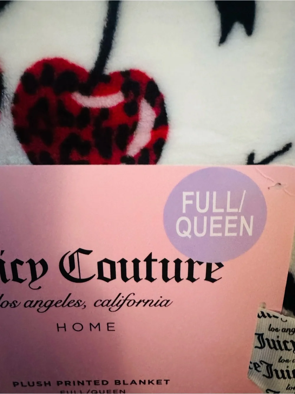 JUICY COUTURE FULL/QUEEN SIZE! CHERRY PLUSH BLANKET BNWT